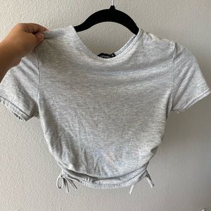 Grey tee with adjustable sides